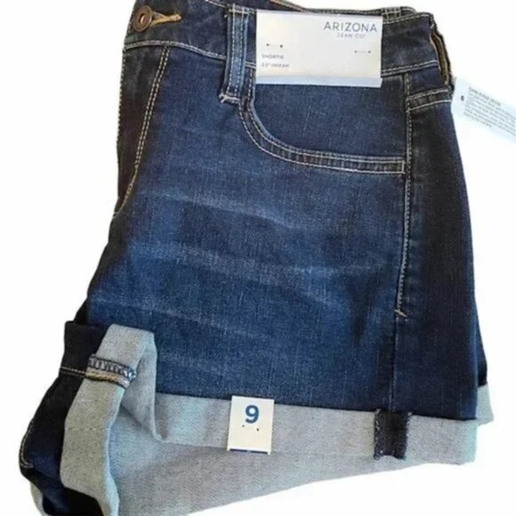 Arizona Women's Dark Aerial Regular Denim Short Juniors SZ 9 - Picture 4 of 7